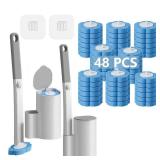 Ucaimao 2 Pack Disposable Toilet Brush and Holder Set,Extended Handle with 48 Cleaner Refills Toilet Brush for Toilet Bowl Cleaners,Bathroom Cleaning, Bathtub - Blue (Ocean Fresh Scent)