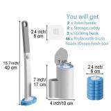 Ucaimao 2 Pack Disposable Toilet Brush and Holder Set,Extended Handle with 48 Cleaner Refills Toilet Brush for Toilet Bowl Cleaners,Bathroom Cleaning, Bathtub - Blue (Ocean Fresh Scent)