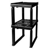 Locker Organizer Shelf Adjustable Width and Height, Ideal Locker for School, Office, and Gym Lockers (Black 2 Pack)