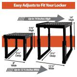 Locker Organizer Shelf Adjustable Width and Height, Ideal Locker for School, Office, and Gym Lockers (Black 2 Pack)