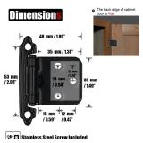 JQK 1/2 Inch Overlay Cabinet Door Hinges Black, 20 Pack 10 Pairs Flush Face Mount Cupboard Self-Closing Kitchen Cabinet Hinges with Door Bumper, CH200-BK-P20