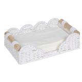 CubesLand Scalloped Napkin Holder for Bathroom Decor, Paper Rope Flat Napkin Dispenser Guest Towel Tray for Bathroom, Farmhouse Warm Napkin Holder for Table Dining Room Home Kitchen Decor, White