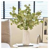 FuleHouzz 3 PCS Artificial Eucalyptus Stems Long 33" Fake Eucalyptus Leaves Branches for Vase Home Wedding Party Decorations, Green