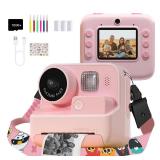 Mafiti Kids Camera Instant Print, 48MP Digital Camera Selfie 1080P Video with 32G TF Card, Toys Gifts for Girls Boys Aged 3-12 for Christmas/Birthday/Holiday (Pink)