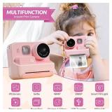 Mafiti Kids Camera Instant Print, 48MP Digital Camera Selfie 1080P Video with 32G TF Card, Toys Gifts for Girls Boys Aged 3-12 for Christmas/Birthday/Holiday (Pink)