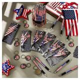 Sayglossy 24 Sets Veterans Day Gifts American Flag Bulk, Flag Ballpoint Pens Keychains Patriotic Bookmarks Souvenirs for Remembrance Day Party Supplies
