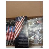 Sayglossy 24 Sets Veterans Day Gifts American Flag Bulk, Flag Ballpoint Pens Keychains Patriotic Bookmarks Souvenirs for Remembrance Day Party Supplies
