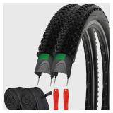 2Pack 29x 2.125 Mountain Bike Tires Replacement Kits Plus 2 Bike Tubes (with Puncture Sealant) and 2 Tire Levers, 29x2.125 Bike Tire with Tread Puncture Protection for On or Off-Road Use