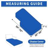 Sectional Couch Covers for L Shaped Chaise Lounge 1 Piece Separate Cushion Couch Universal Replacement Large Checkered Furniture Protector with Elastic Bottom (Chaise Cover, Light Gray)