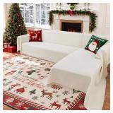 Houmiggle Sectional Couch Covers, 2 Pieces Washable L Shaped Couch Covers Sofa Blanket for Dogs Pet Friendly Sectional Sofa Slipcovers Furniture Protector,71"x 102"+ 71"x 110",(Large,Cream White)