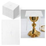 12 Pack of Embroidered Cotton and Linen Purificator with Silver Cross Center Embroidered Purificators for Catholic Mass Church Altar Cotton and Linen Towel Catholic Communion Supplies, 12 x 18 Inch