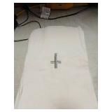 12 Pack of Embroidered Cotton and Linen Purificator with Silver Cross Center Embroidered Purificators for Catholic Mass Church Altar Cotton and Linen Towel Catholic Communion Supplies, 12 x 18 Inch