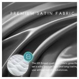 MR&HM Satin Bed Sheets, Queen Size Top Sheet Silky Bedding  (Queen, Dark Grey)