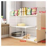Cat Cage Indoor DIY Cat Playpen Detachable Metal Wire Kennels Indoor Enclosures DIY Cat Playpen Metal Kennel (2 Tier)