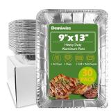Demiwise Thickened 30 Pack Heavy Duty Aluminum Pans, 13x9 Aluminum Foil Pans Disposable, Half Size Steam Table Foil Baking Tray for Cooking, Baking, Roasting & Chafing, Cake Pan, Carton Packaging