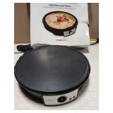 nutrichef Electric Crepe Maker Pan & Griddle, 12 Inch Nonstick Cooktop, LED Indicators & Adjustable Temperature Control, Includes Spatula, Batter Spreader, Cooks Crepes, Roti & Pancakes, missing knob