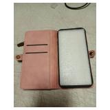 Defencase Compatible with iPhone 12/Pro Case Wallet with RFID Blocking Card Holder for Women Men, PU Leather Magnetic Snap Flip Zipper Strap Wallet Phone Case Fit for iPhone 12 & 12 Pro 6.1, Rose Pink