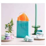 AWELL Mini Turquoise Blue Paper Bag with Handle Party Favours Bag 6x4.5x2.5 inch for Baby Shower Birthday Wedding Recycled Bag, Pack of 24