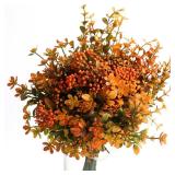 YIBUKIY Artificial Fall Flowers for Outdoors Fake Plants- 6 Bundles Faux Plants Outside Greenery Boxwood No Fade Plastic Shrubs Fall Decor Farmhouse Home Garden Thanksgiving (Golden Type A)