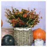 YIBUKIY Artificial Fall Flowers for Outdoors Fake Plants- 6 Bundles Faux Plants Outside Greenery Boxwood No Fade Plastic Shrubs Fall Decor Farmhouse Home Garden Thanksgiving (Golden Type A)