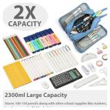 SPACEMATE Pencil Case Pouch Box Bag School Supplies Girls Boys Kids, Cute Preppy Stuff Big Capacity Aesthetic Pen Organizer, Back to College Stationary, Extra Large Style, 2300ml