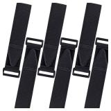 6 Pcs Bicycle Pant Leg Straps Adjustable Cycling Ankle Safety Band Multipurpose Black Elastic Magic Fastening Belt with Buckle for Riding Climbing Fishing Outdoor Sports (1.5x13.8)