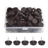 TOVOT 100PCS 15MM Nail-on Furniture Glides Small Round Chair Sliders Furniture Sliders for Hardwood Floor (Brown)