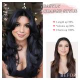 Aisaide Ombre Platinum Brown Highlight Wig with Bangs Long Wavy Layered Wig with Curtain Bangs for White Black Women,Synthetic Ombre Light Brown Layered Long Wavy Shaggy for Women 24inch