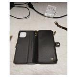 Defencase Compatible with iPhone 14 Case Wallet with RFID Blocking Card Holder for Women and Men, Fashion PU Leather Magnetic Snap Flip Zipper Strap Wallet Phone Case Fit for iPhone 14 6.1", Black