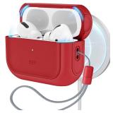 ESR for AirPods Pro 2 Case, Compatible with Airpods Pro Case 2nd / 1st Generation (2023/2022/2019), Compatible with MagSafe, Full Drop Protection Cover with Lanyard, Dark Red