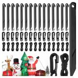 48 Pcs Stakes for Inflatables, 7.5 Inch Plastic Inflatable Stakes with Tether and Hooks, 16 Sets Heavy Duty Tent Stakes Replacement for Ground Yard Outdoor Christmas Thanksgiving Halloween Decorations
