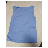 SUUKSESS Women Double Lined Sleeveless Going Out Basic Tank Tops Ruched Summer Casual T Shirts (Blue, Small)