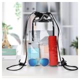 2 PACK Clear Drawstring Bag Stadium Approved, See Through PVC Drawstring bags, Transparent Backpack with Inner Zipper Pocket