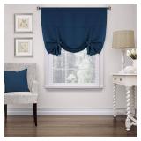 H.VERSAILTEX Blackout Tie Up Valance Curtain Window Treatment Balloon Valance Drape for Kitchen Window (Navy, Rod Pocket Panel, 42 inches W x 63 inches L)