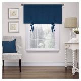 H.VERSAILTEX Blackout Tie Up Valance Curtain Window Treatment Balloon Valance Drape for Kitchen Window (Navy, Rod Pocket Panel, 42 inches W x 63 inches L)