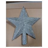 Christmas Glitter Star Tree Topper 2pcs Silver