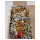 Christmas Tinsel Garland 66ft Gold with White Tips