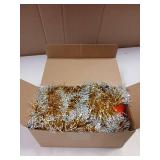 Christmas Tinsel Garland 66ft Gold with White Tips