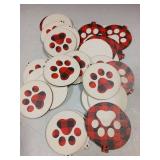 Wooden Paw Print Red Plaid Ornaments 28pcs