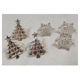 Silver Christmas Naplkin Rings 6pcs