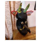 Handmade Folk Art Black Bull Mask