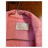 Sears Pink Quilted Housecoat with Black Faux Fur Coat