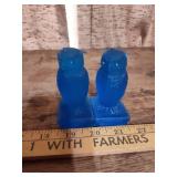 Blue Glass Owl Figurines
