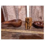 Japanese Wooden Bowl Set with Bamboo Cup