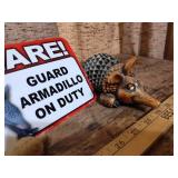 Armadillo Collection with Warning Sign