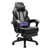 $180 Bossin Gaming Chair with Footrest, Massage Leather Game Chair