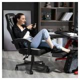 $180 Bossin Gaming Chair with Footrest, Massage Leather Game Chair
