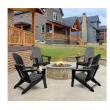 FUNBERRY Folding Adirondack Chair with Adjustable Backrest, Black
