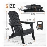 FUNBERRY Folding Adirondack Chair with Adjustable Backrest, Black