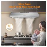 $190 Range Hood 30 in, 600 CFM, Under-Cabinet, Convertible, Stainless